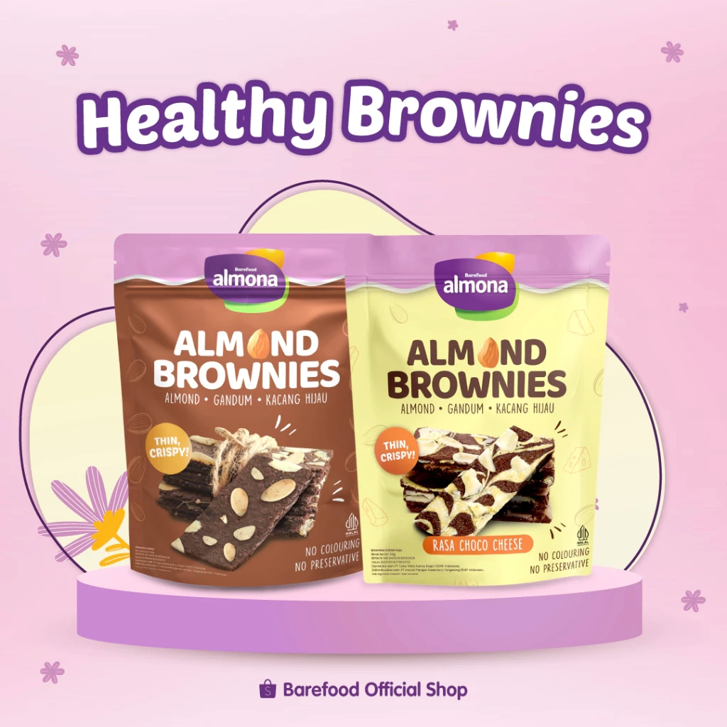 

Almona Almond Brownies 50gr - Snack Sehat - No Preservative - No Coloring