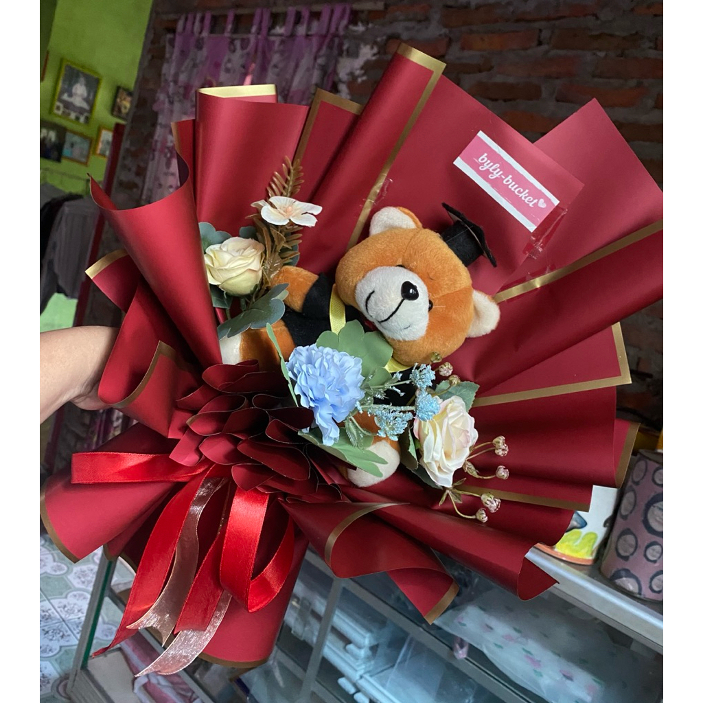 Buket Bunga Wisuda Medium [Free Packing] | Buket bunga Wisuda cewek | Buket bunga wisuda murah | buk