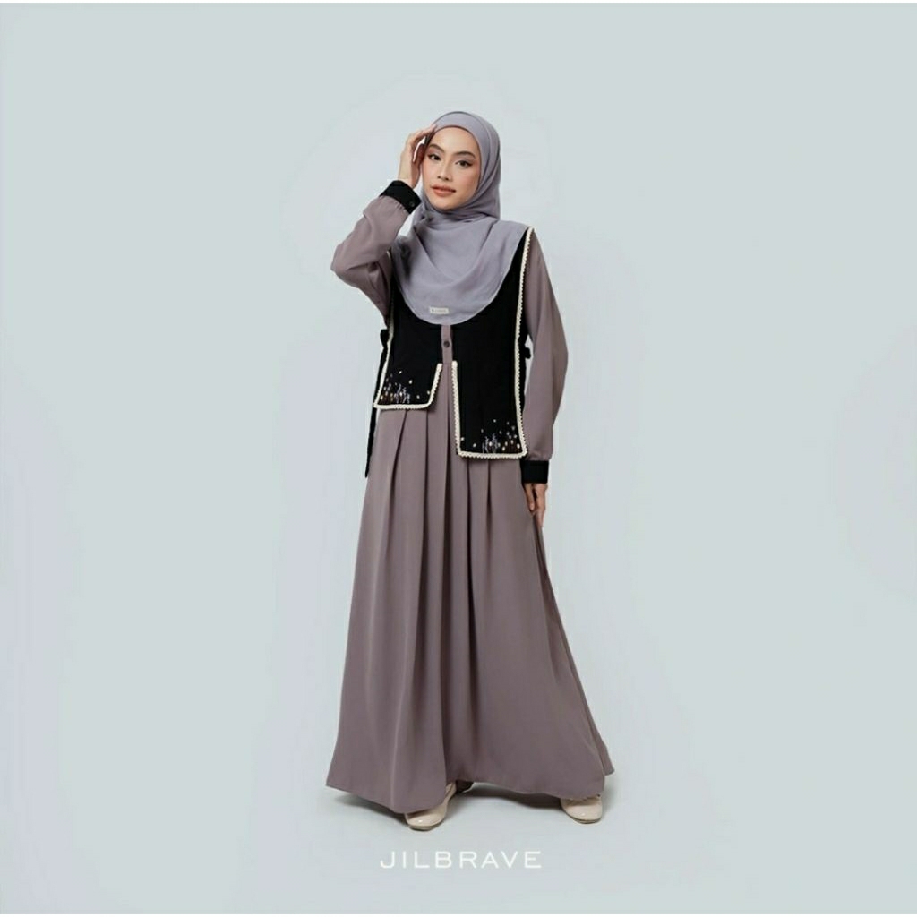 TALEA DRESS JILBRAVE | Ara Series Cinta Dalam Ikhlas | Gamis dengan Vest Asimetris aksen Renda dan B