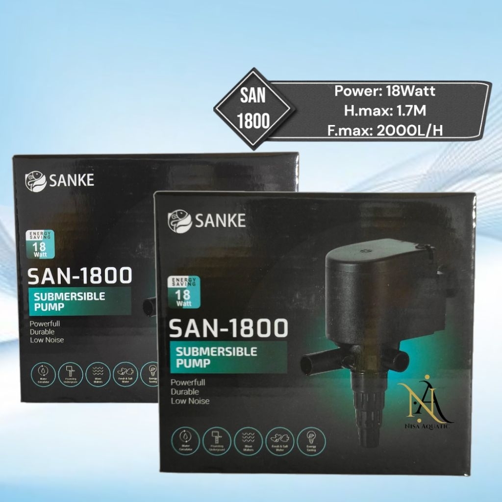 Mesin pompa celup aquarium filter air 1800 SAN-1800 Kapasitas: 2000L/H Mesin pompa celup aquarium ko
