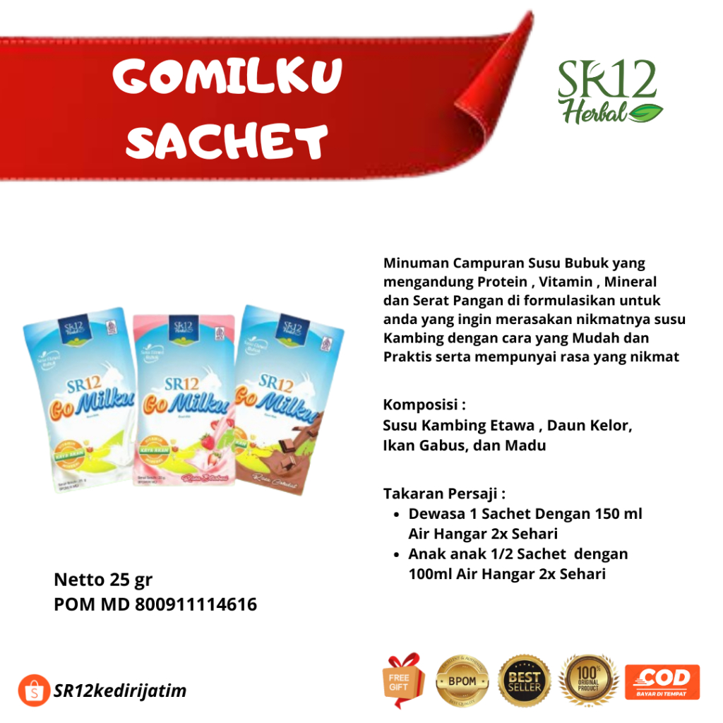 

Susu Gomilku Sachet 25gr Susu Kambing Etawa Membantu Menjaga Kesehatan Tubuh