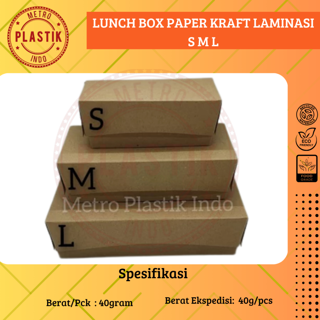 

Lunch Box Paper Kraft Laminasi S M L | Kotak Nasi | Dus Kemasan