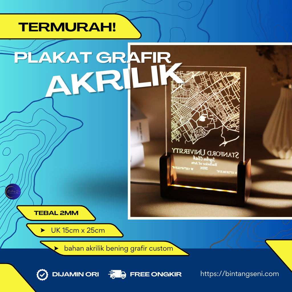 Plakat Pajangan Kado Ultah Wisuda Akrilik Grafir Custom