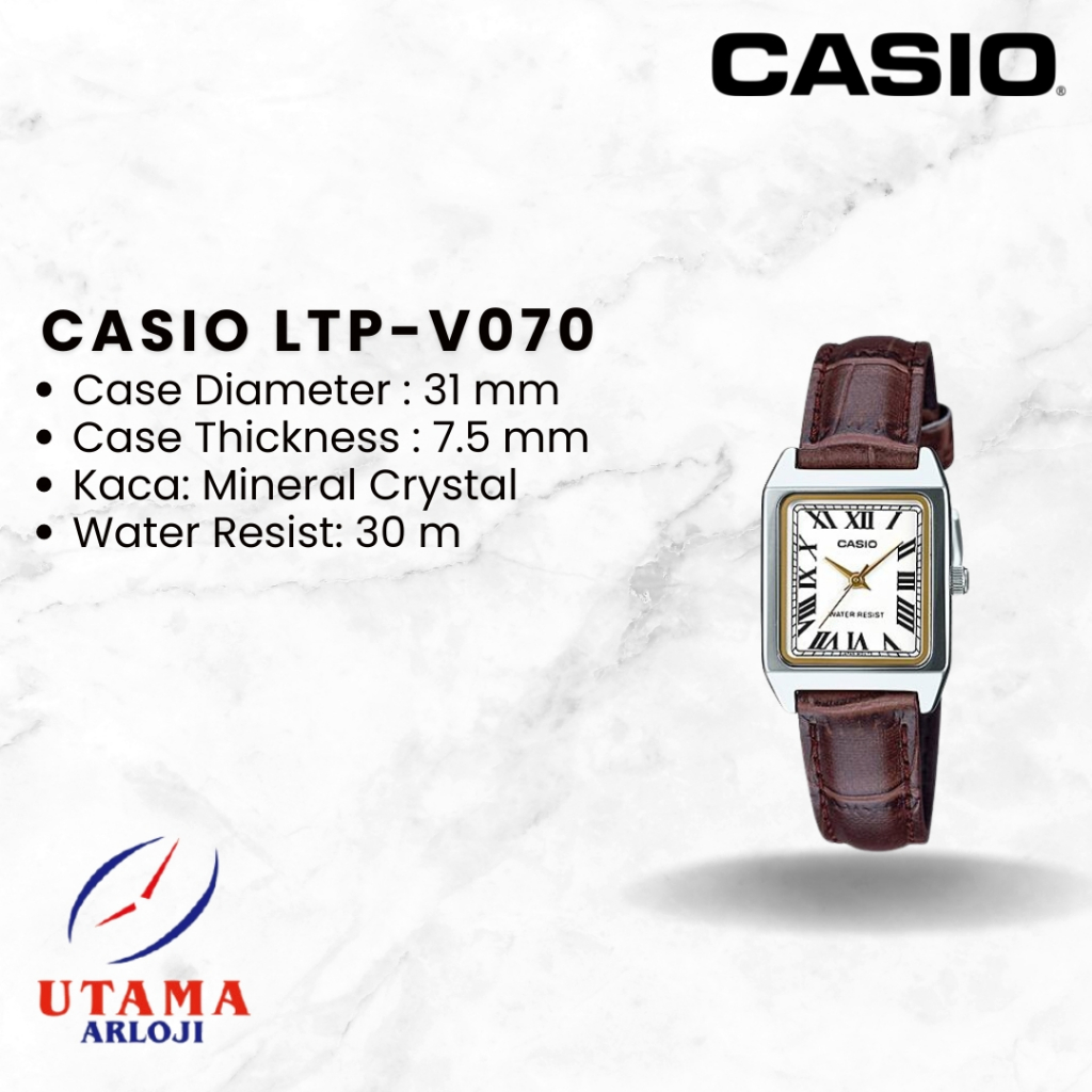 CASIO TANK LTP-V007L Vintage Jam Tangan Analog Wanita