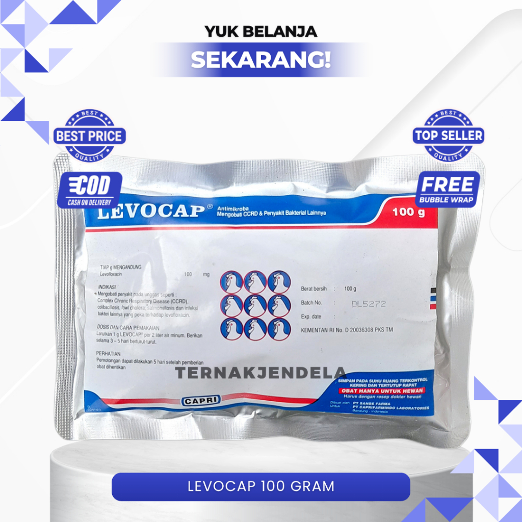 LEVOCAP 100 GRAM - Mengatasi Spektrum Luas Untuk Pencernaan dan Pernafasan pada Unggas