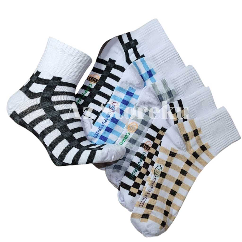 Kaos Kaki Olahraga Pria Tebal Motif Kotak Kotak