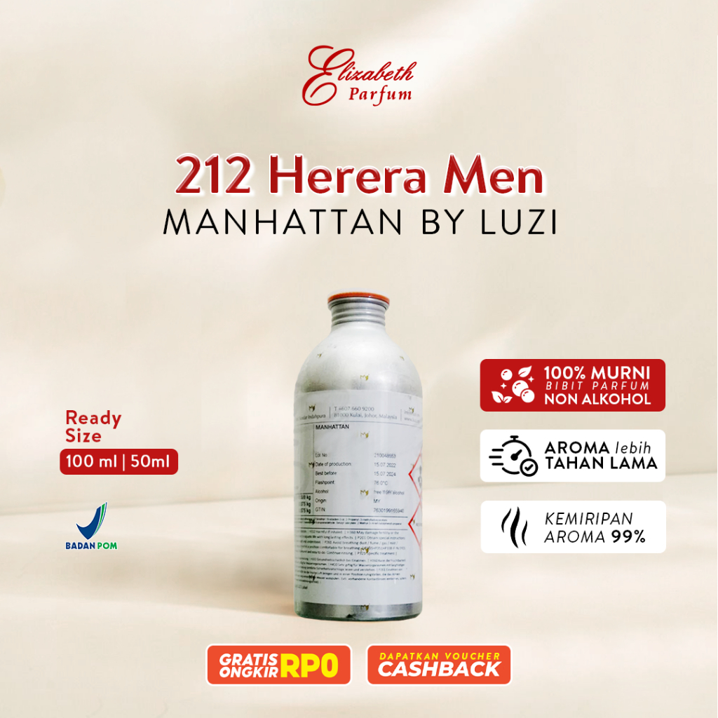 212 Herera Men ( Manhattan by Luzi ). Grosir bibit parfum murni tanpa campuran alkohol, atau apapun 