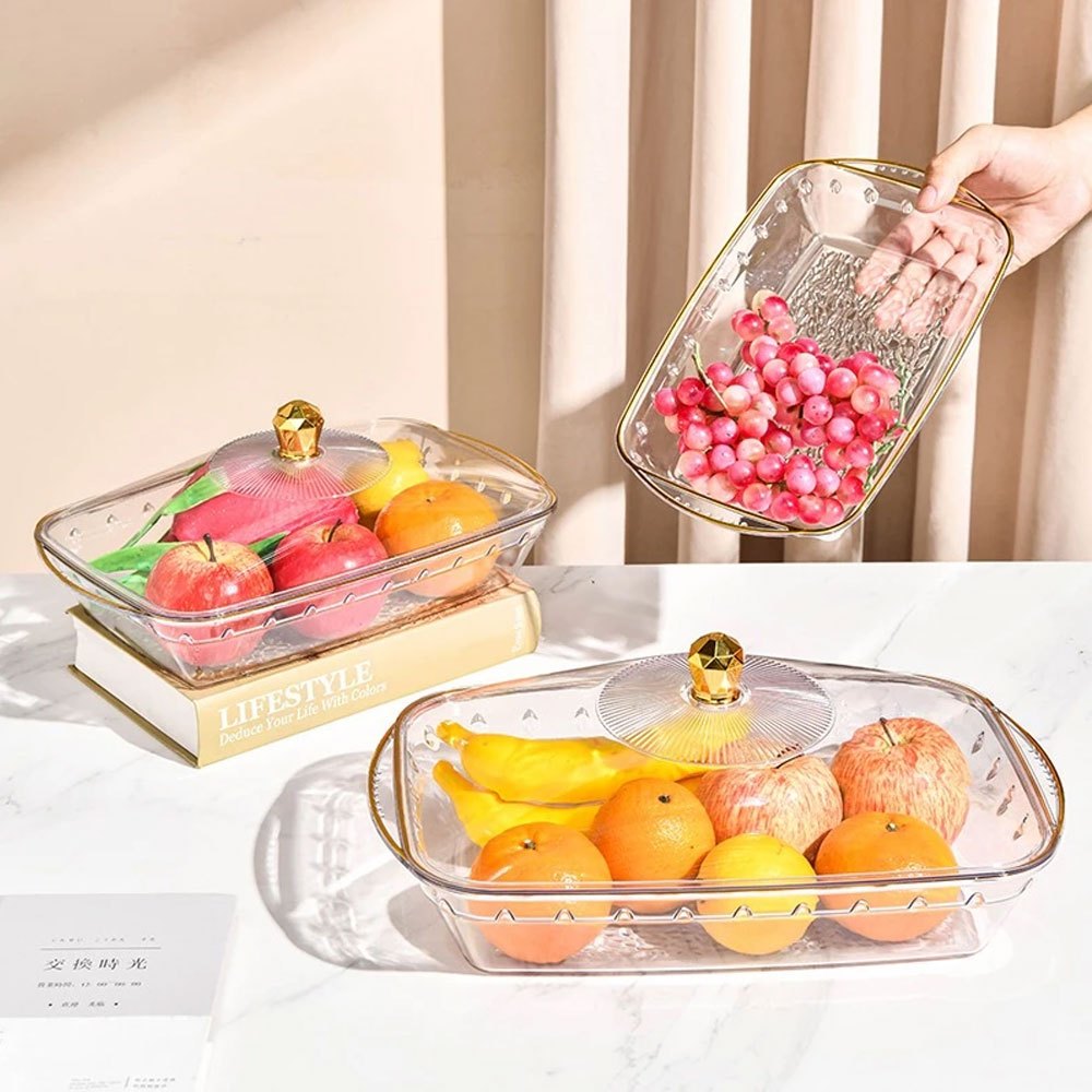 Nyaman Tempat Buah Tempat Roti Nampan Plastik Buah Nampan Dengan Tutup Aesthetic Nampan Dengan Tutup
