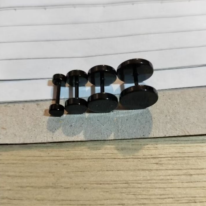 Tindik Roda Piercing Anting Hitam Polos 4 6 8 10 12 14mm