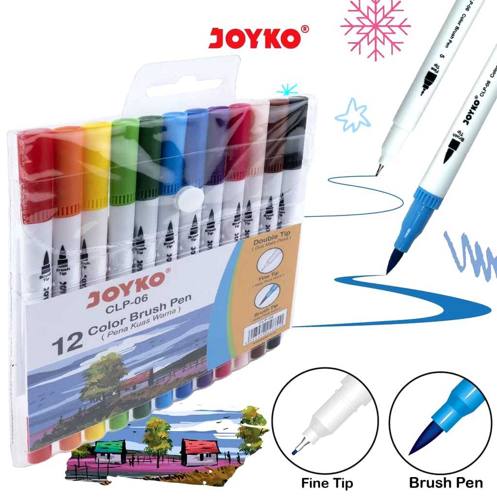 

Veiso_Color Brush Pen / Pena Kuas Warna Joyko CLP-06 / 12 Warna / Color