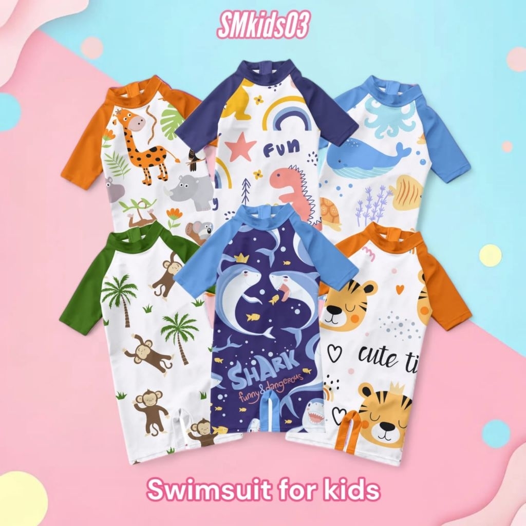 Baju Renang Anak Laki-laki & Perempuan Motif Karakter Hewan Lucu | Spandek Balon Premium