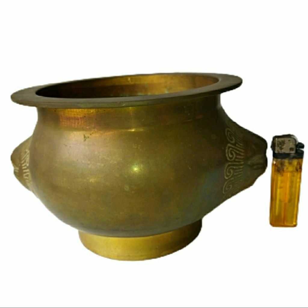 Pajangan Vintage NOS Tempat Dupa Qilin Kuningan Tebal