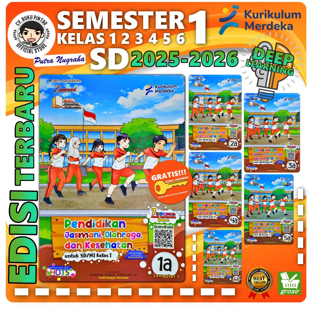 BUKU LKS PJOK PENJAS PENDIDIKAN JASMANI, OLAHRAGA DAN KESEHATAN SD KELAS 1 2 3 4 5 6 SEMESTER 1 2025