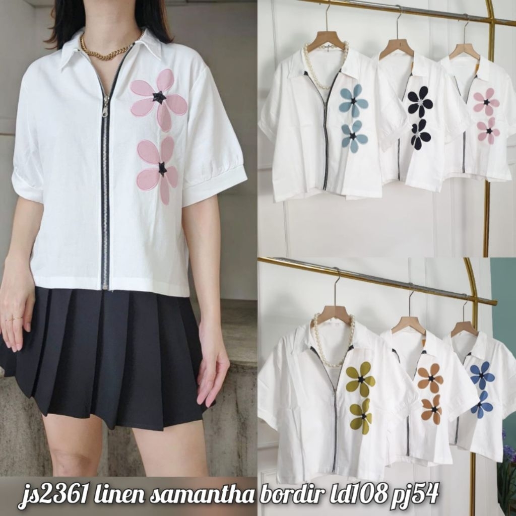 ATASAN WANITA KOREA/ATASAN KEKINIAN/TOP IMPORT/ATASAN BUNGA ZIPPER/BLOUSE IMPORT ZIPPER/BAJU WANITA 