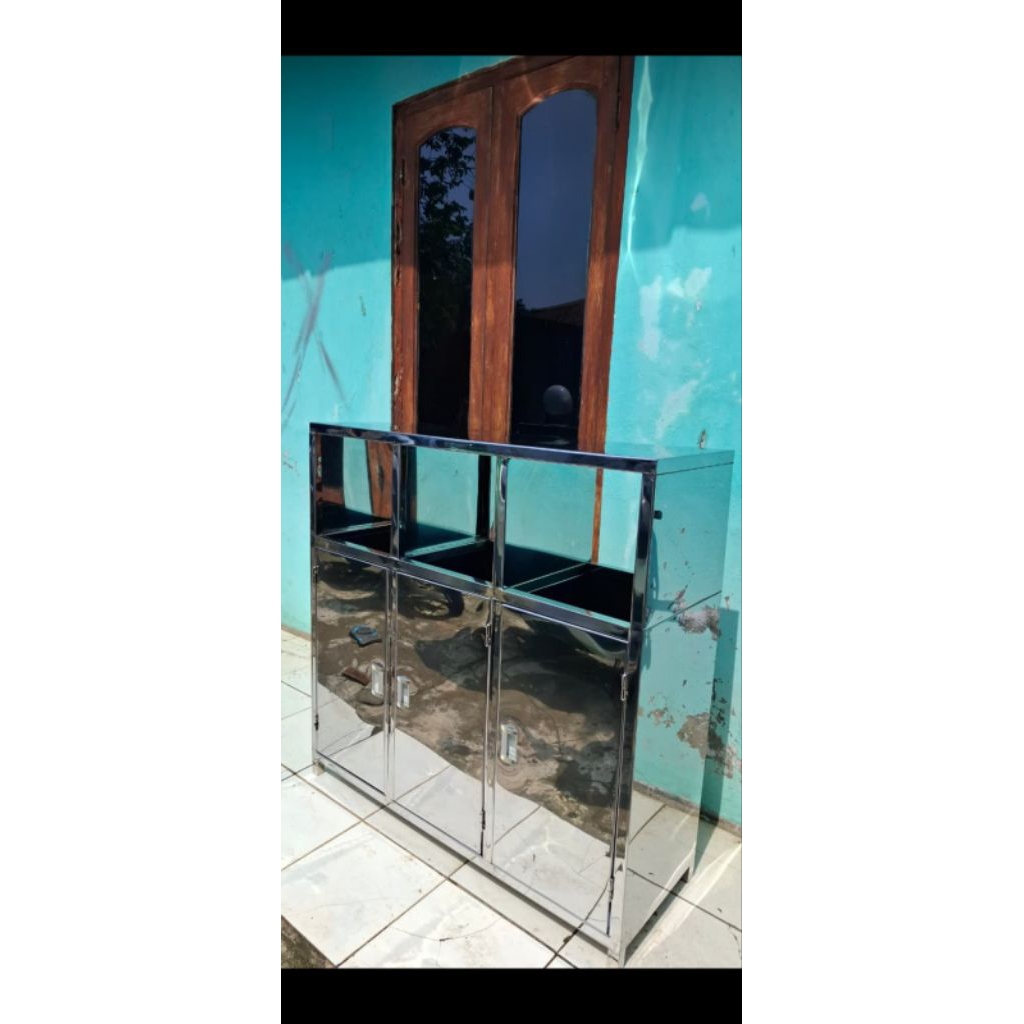 Tempat Sampah Stainless / tempat sampah 3 ruang