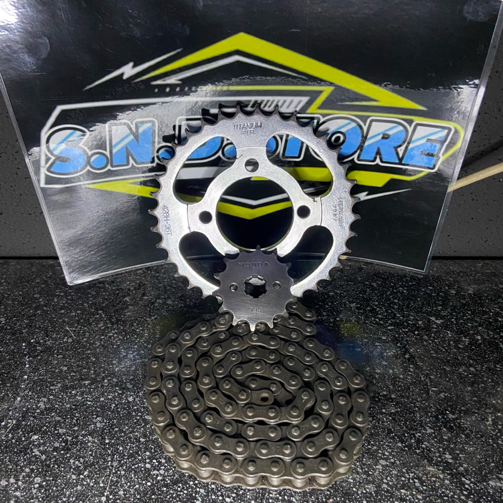 HARGA ECERAN SATUAN GEAR SATU SET GIR SET DEPAN BELAKANG + RANTAI MOTOR HONDA SUPRA X LAMA/SUPRA OLD