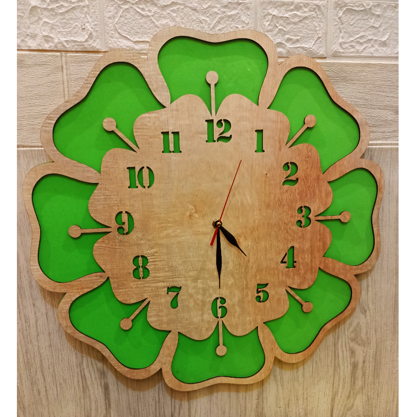 JAM BUNGA RUSTIK/JAM PLYWOOD 4MM/JAM DINDING UNIK