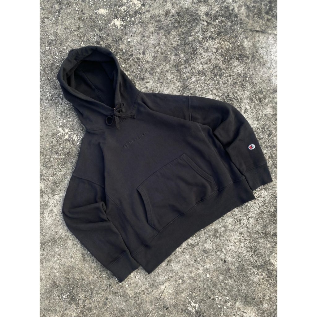 SWEATER HOODIE CHAMPION SMALL TEXT FULL BORDIR ORIGINAL UNISEX