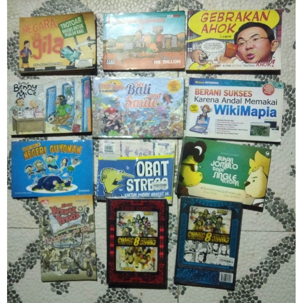 Buku Komik Kartun; NEGARA ¹/² GILA PEMBANGUNAN itu Lucu, GEBRAKAN AHOK, Kartun BENNY & MICE JAKARTA 