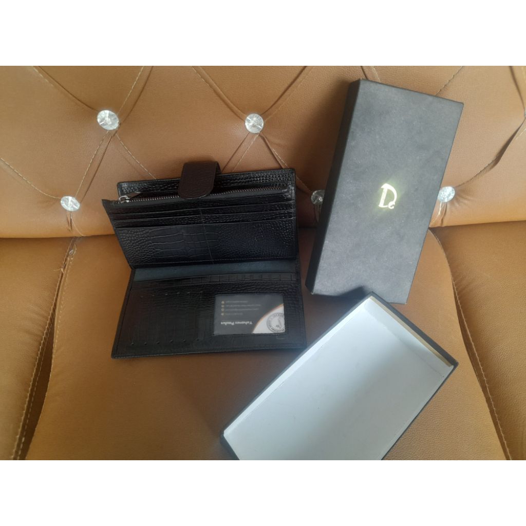 Dompet Panjang Bahan Kulit Asli De Carlo Original Untuk Pria/Wanita
