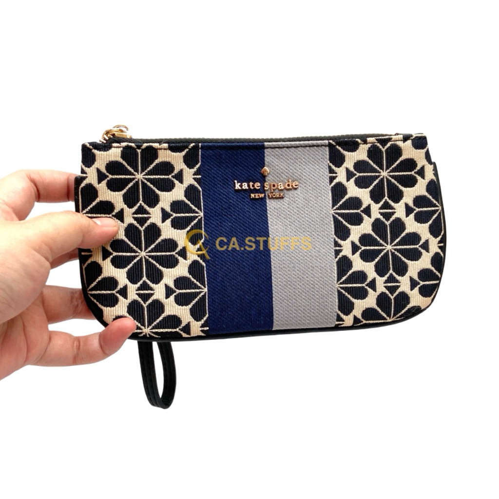 Preloved Kate Spade KS Flower Jacquard Blue Pouch