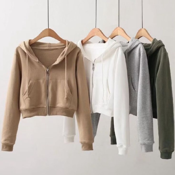 Hoodie Crop Top Korea cantik