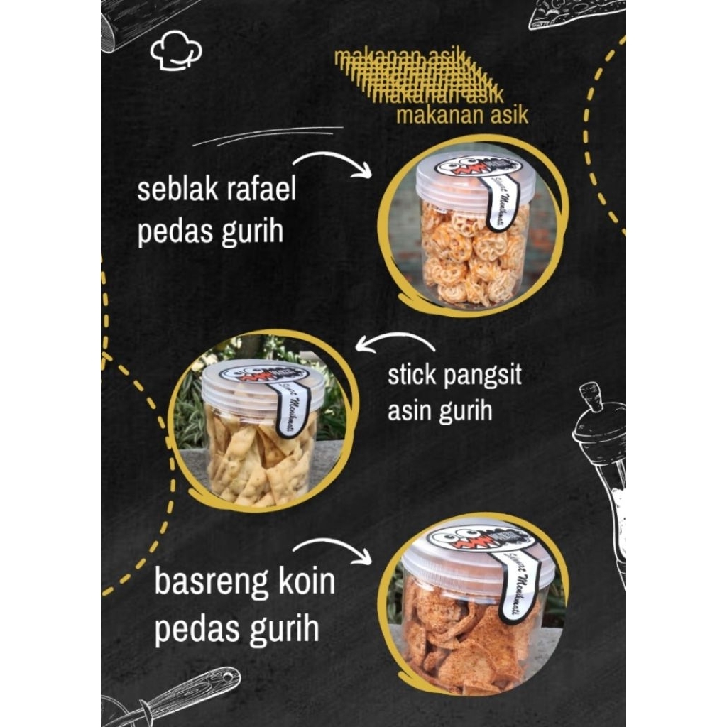 

Basreng koin pedas gurih dan stick pangsit asin gurih bonus seblak rafael