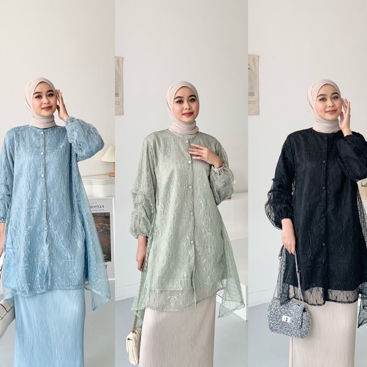 Best Dezhaf  Irene Outer Brukat HANYA OUTER  Outer Tunik Brukat by DEZHAF