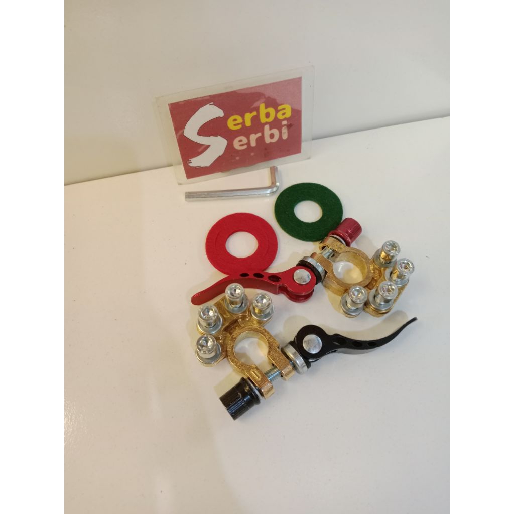 */SET KEPALA AKI KUNINGAN*Klem terminal aki mobil + kunci