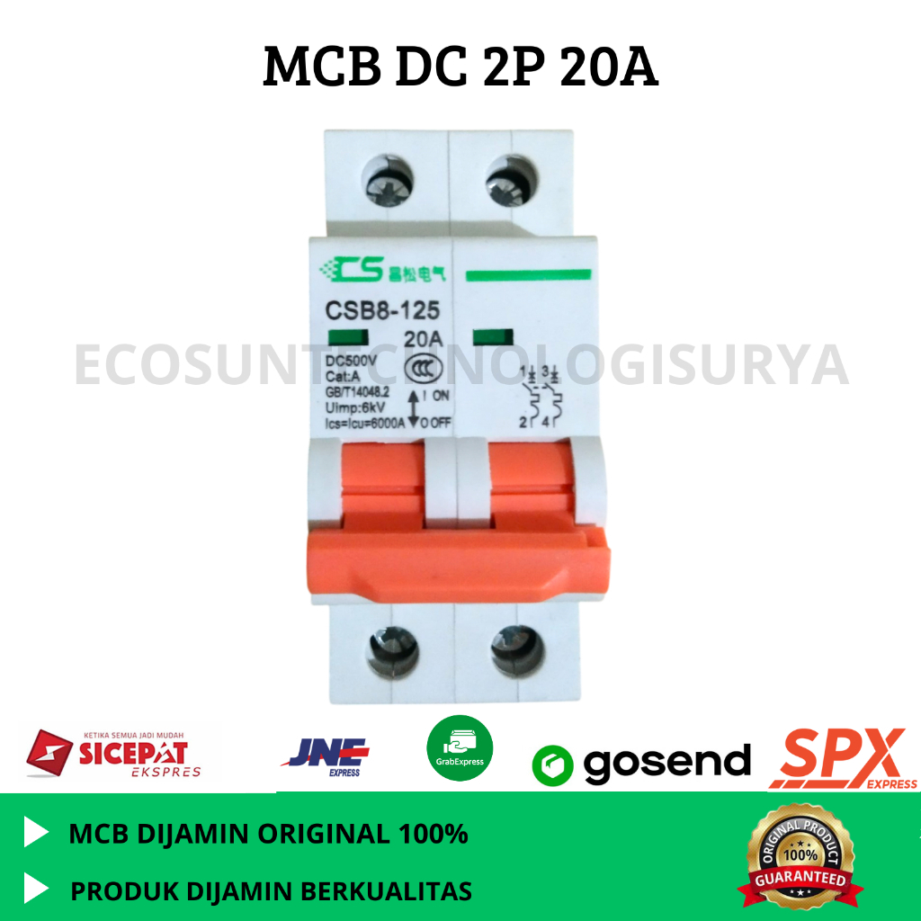 MCB DC 2P 20A MCB DC 2P 20A | Mini Circuit Breaker 2P 20A | UNTUK SOLAR PANEL/ PANEL SURYA