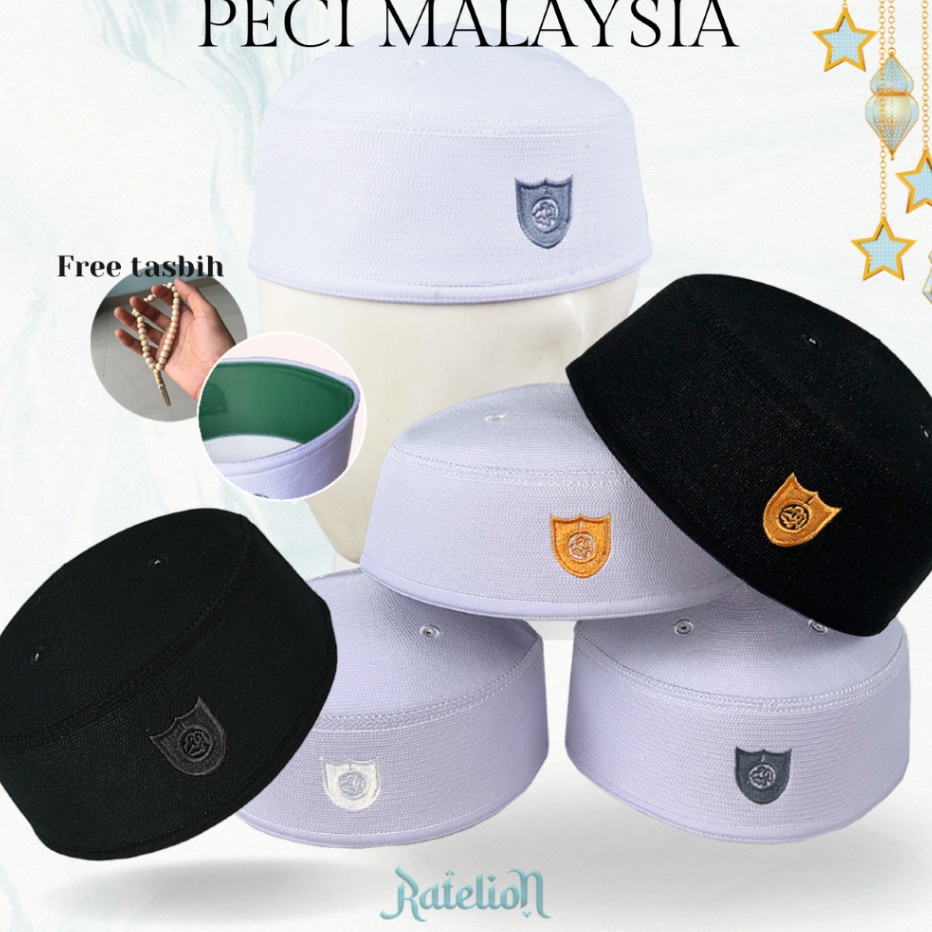 COD Peci MALAYSIA Haji Pria Kopiah Malaisia Putih Hitam Dewasa Anak Laki Kopyah Malasya Ori Asli Bul
