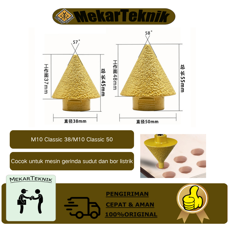 38/50mm Mata CNC Router Diamond Chamfer Profil Batu Granit Marmer Nisan Kaca / Mata Profil Keramik G