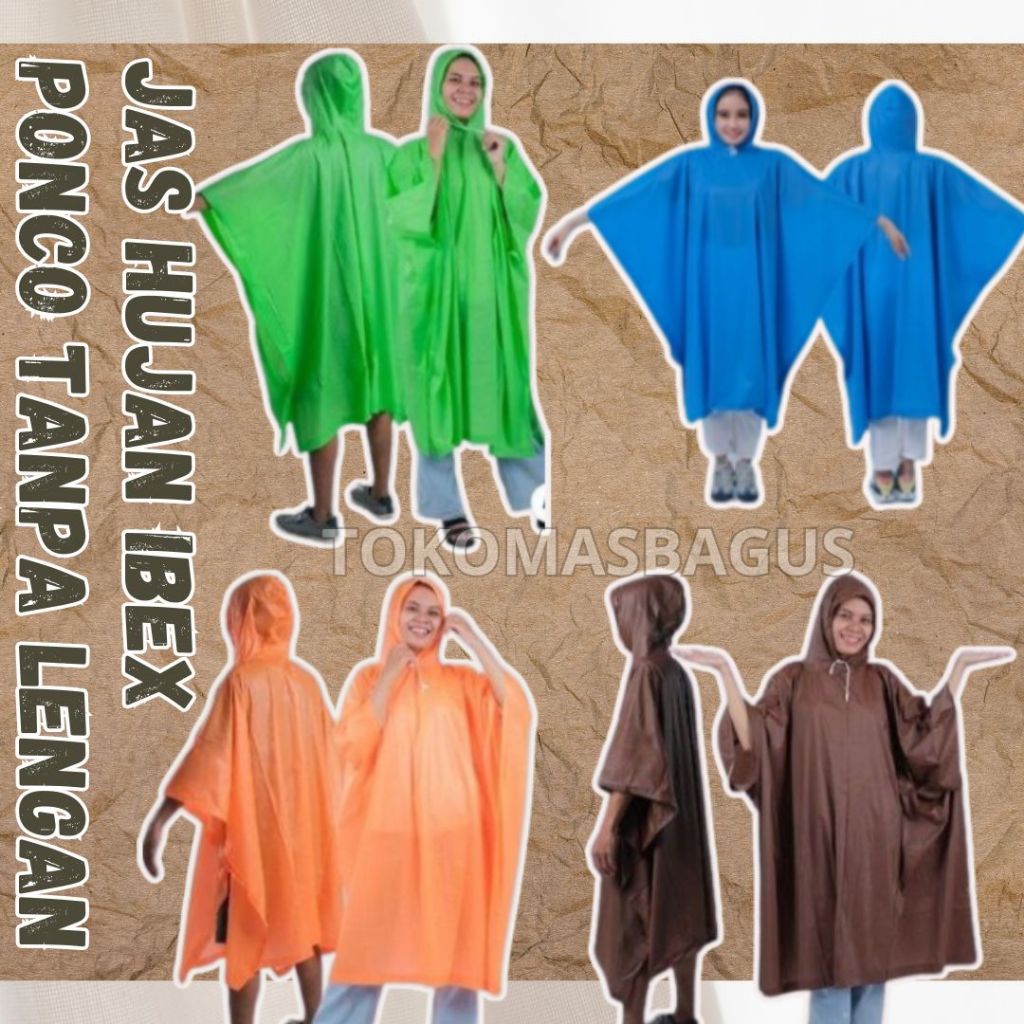 Jas Hujan Ibex Ponco Modern Tanpa Lengan