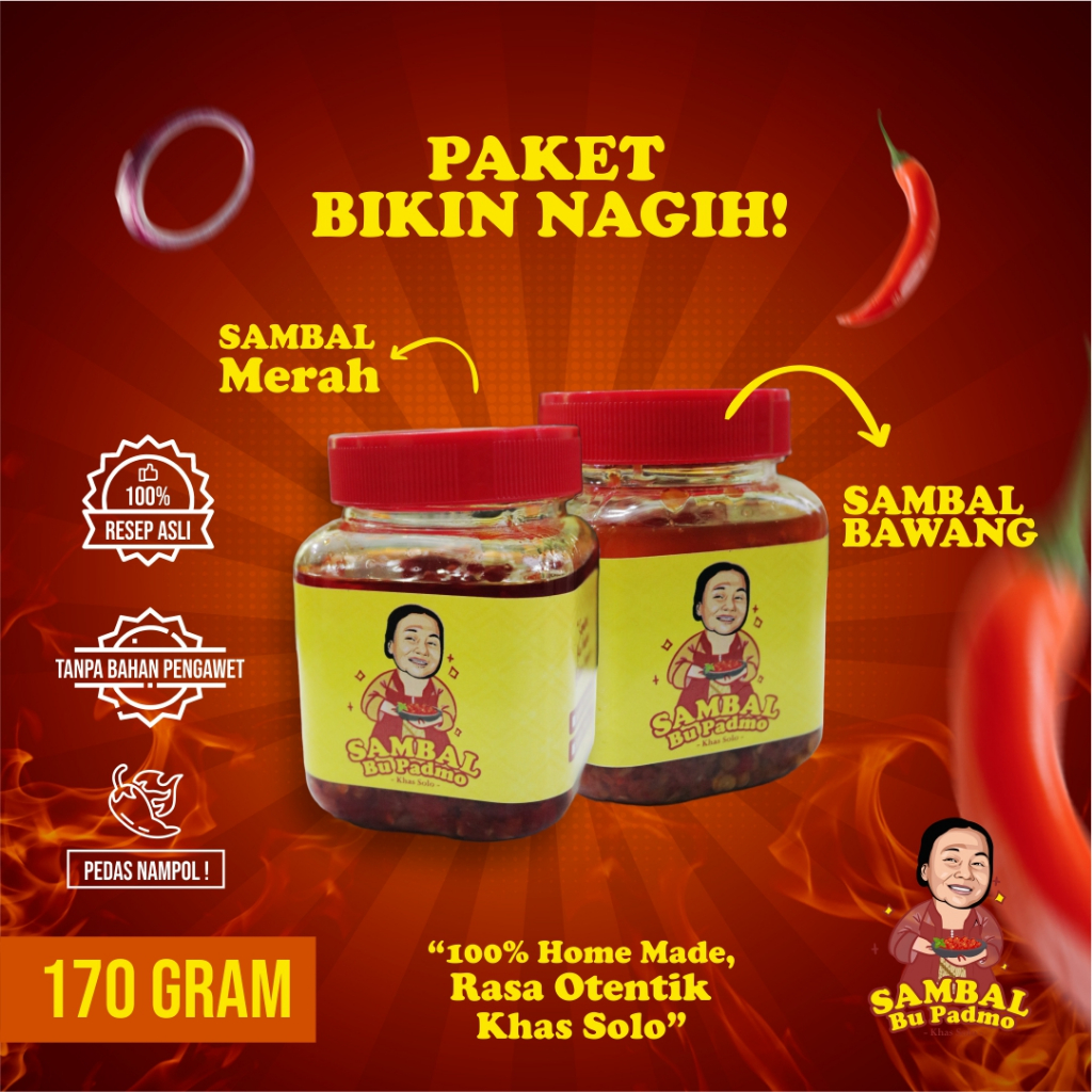 

Sambal Bu Padmo - Paket Sambal Merah/Sambal Bawang