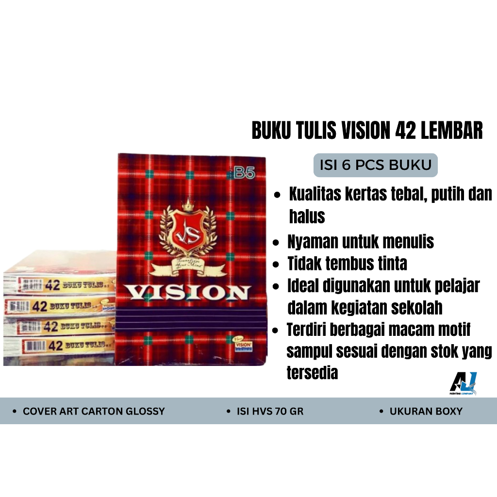 

BUKU TULIS VISION BIG BOSS BOXY 42 LEMBAR (PAK) ISI 6 PCS