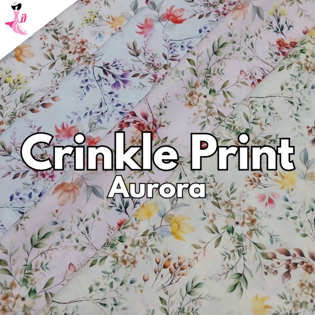 Crinkle Print 2.5 meter / crinkle motif bunga / aurora garden crush silk / crush / kain crush silk /