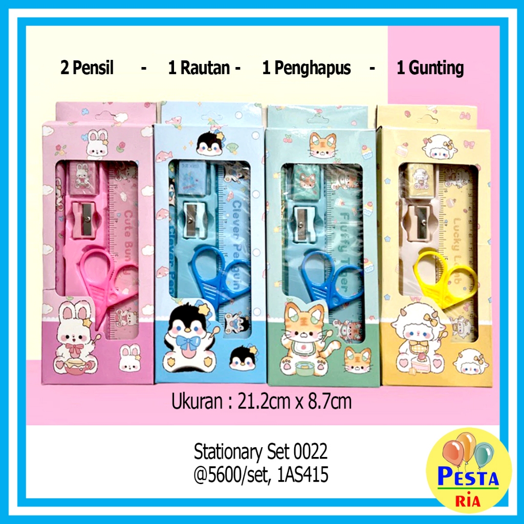 

Murah!! Study Set Cute, stationary set, alat tulis sekolah, paket alat tulis