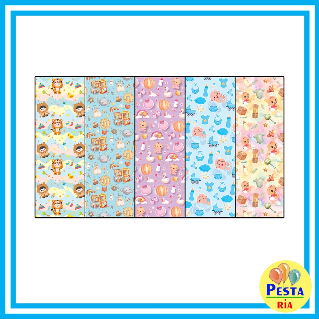 

MURAH !! / Kertas kado Motif Baby 80gr/ kertas kado Anak / kertas kado Pita/ Motif Baby/ Kertas Kado Setara Sanwa Sansan Wawa