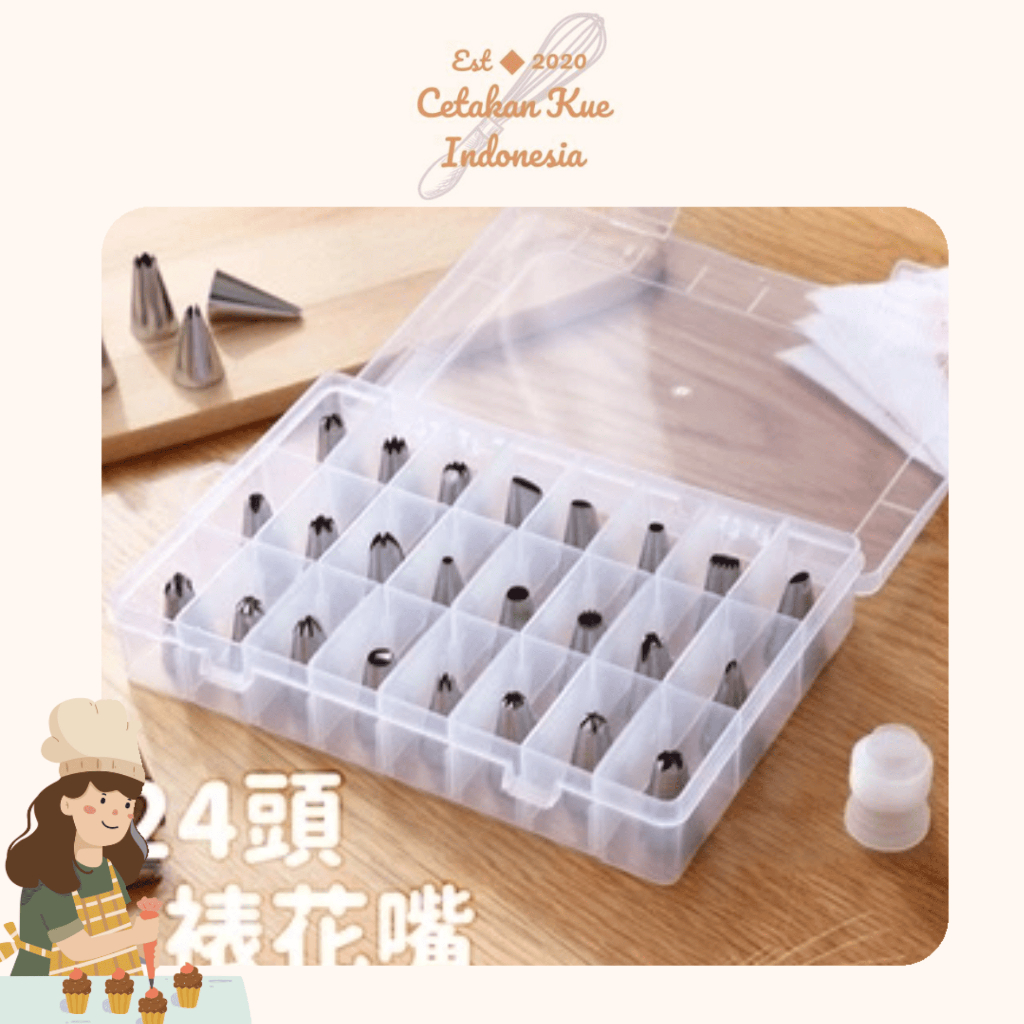 {CKI} Spuit Import Dekorasi Kue - Isi 24Pcs / Spuit Kue Kering / Spuit Set