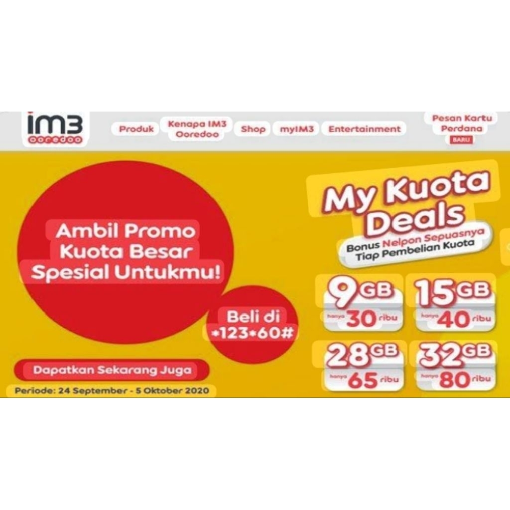 PROMO KUOTA INDOSAT 100GB 50GB 40GB 25GB 20GB 15GB 12GB 10GB 3GB