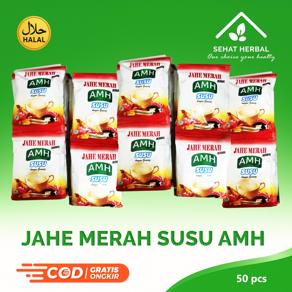 

HERBAL Susu Jahe Merah AMH | PLUS Ginseng Dan Habbatussauda 1 renceng / 1 bal