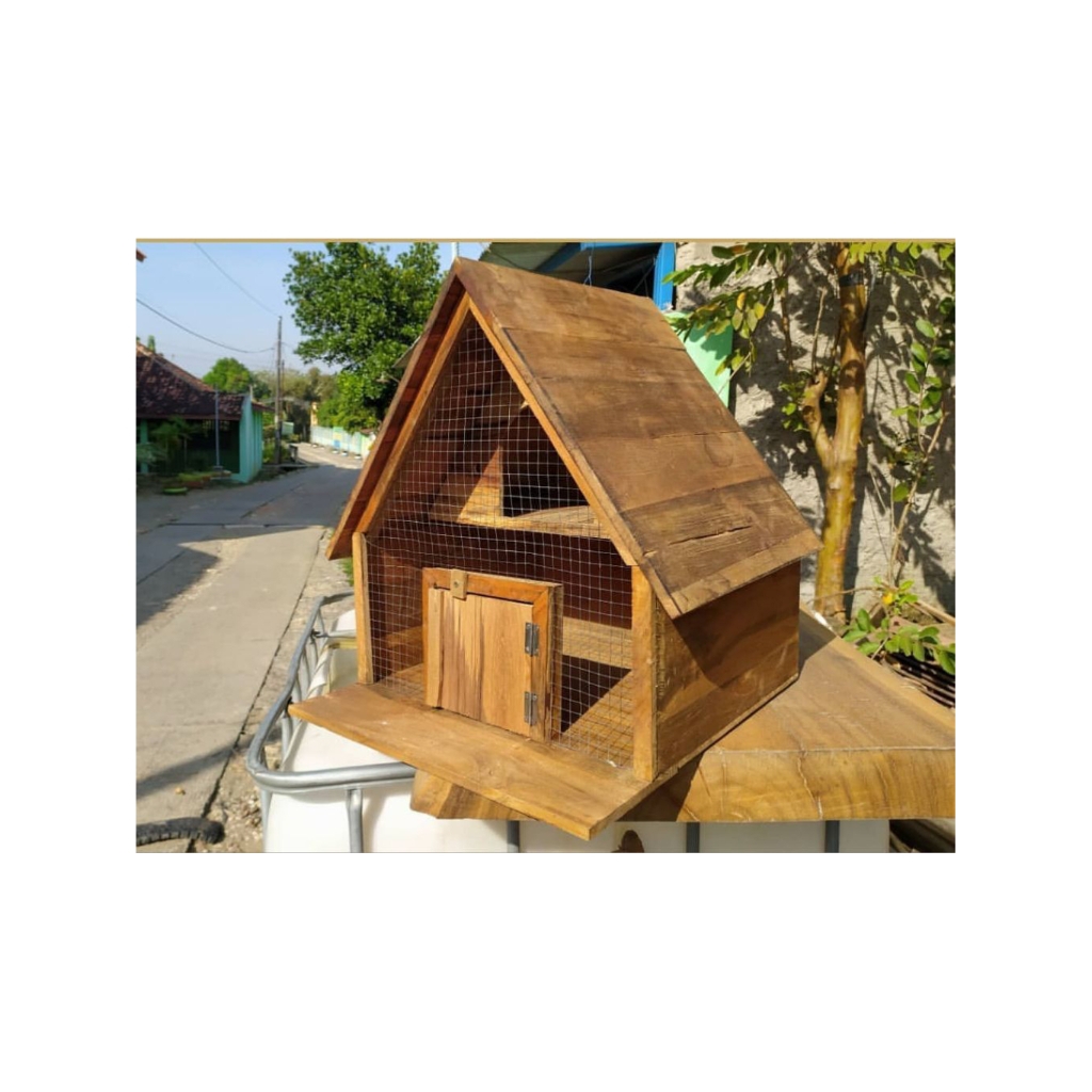 (Kayu Lama) Kandang Burung kayu jati rustic