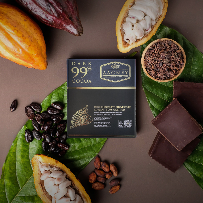 

Aagney Chocolate Couverture Dark 99% Cocoa 50gr | Cokelat Bali - Aagney Chocolate