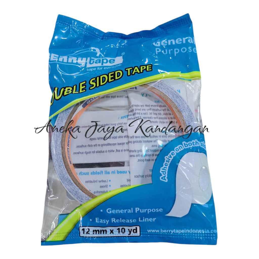 

BERRY ISOLASI SELOTIP 2 SISI DOUBLE SIDE TAPE 1/2 Inch 12mm x 10 yard