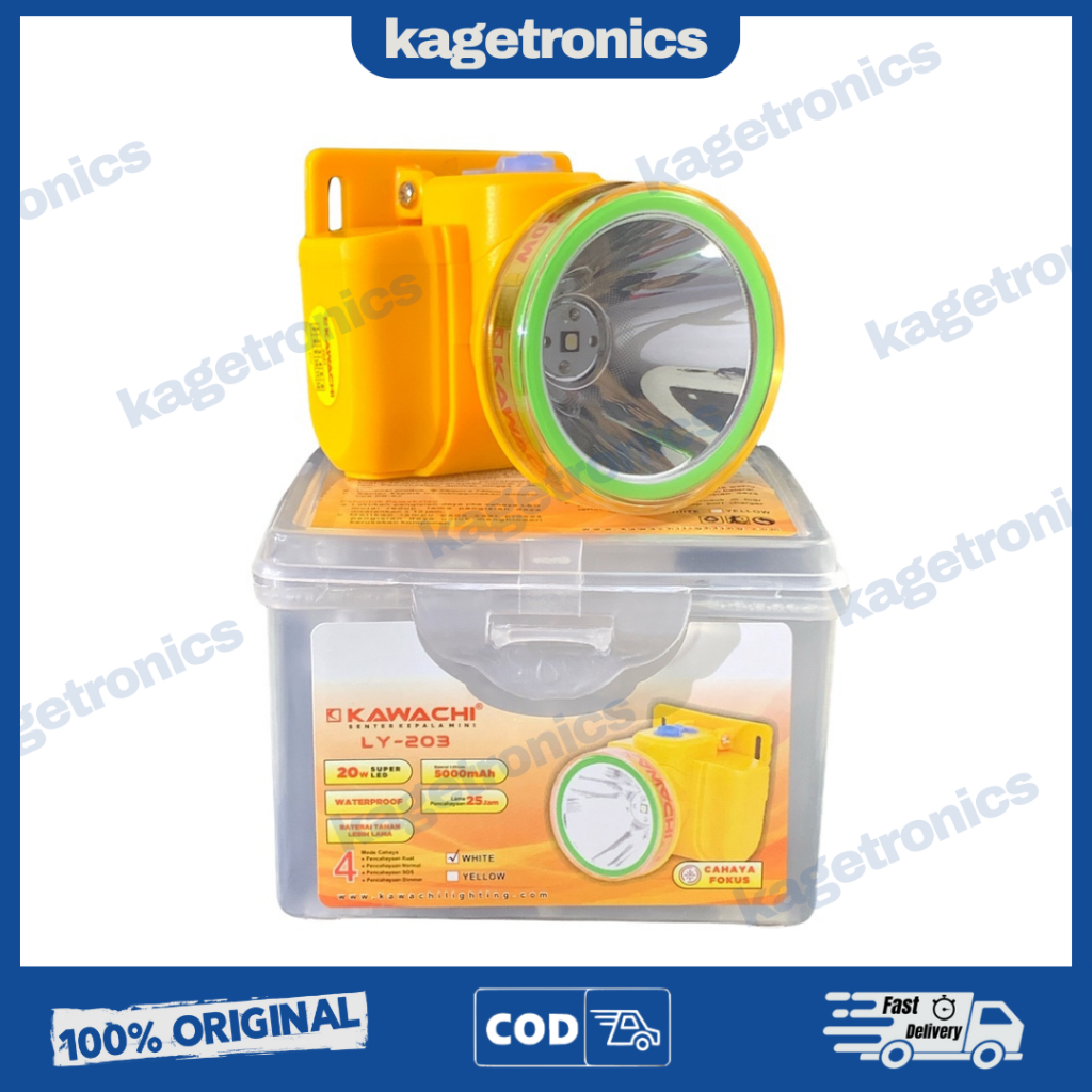 KAWACHI SENTER KEPALA 20W SELAM 203 CAHAYA PUTIH /ANTI AIR WATERPROOF DIVING