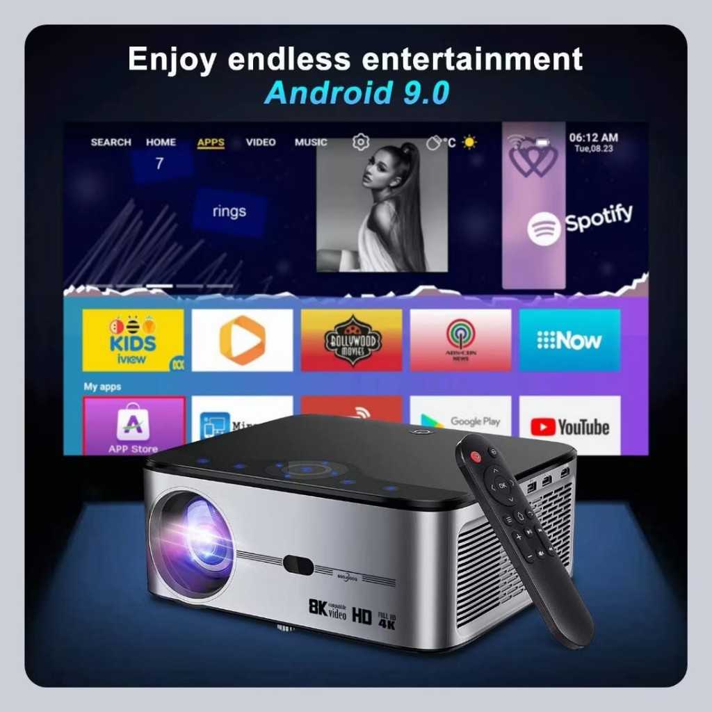 GOOJODOQ Proyektor Profesional Android 4k Wifi Full Hd 1080p 15500lm Support Android