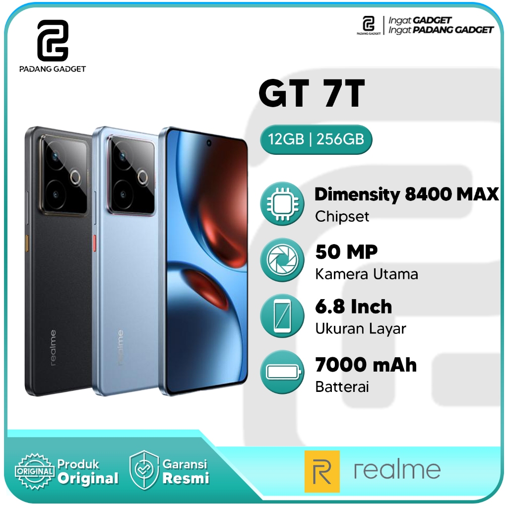 Realme GT 7T 12+12/256GB HP Gaming Hp Flagship Smartphone Android Terbaru Original Garansi Resmi