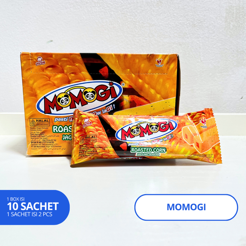 

MOMOGI Jagung Bakar, Coklat, Keju Box Isi 10 Sachet