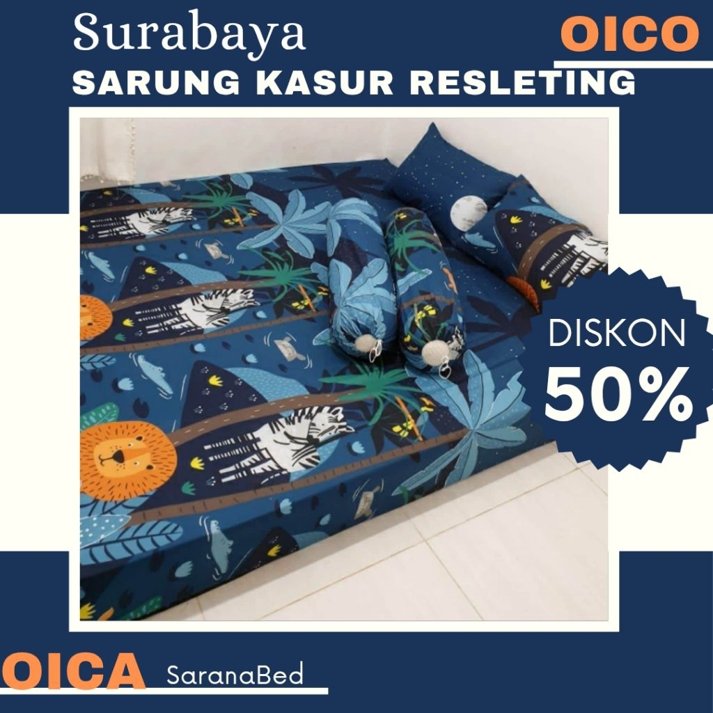 Sprei Resleting Khusus Tebal 30 cm. Tersedia ukuran lebar 160 cm dan 180 cm