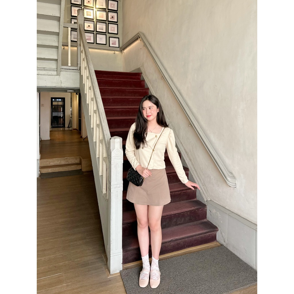 BEST SALE POLA WEAR ALYA BLAZER FRANCH KOREAN TWEED OUTER TOP WANITA KERAH BULAT